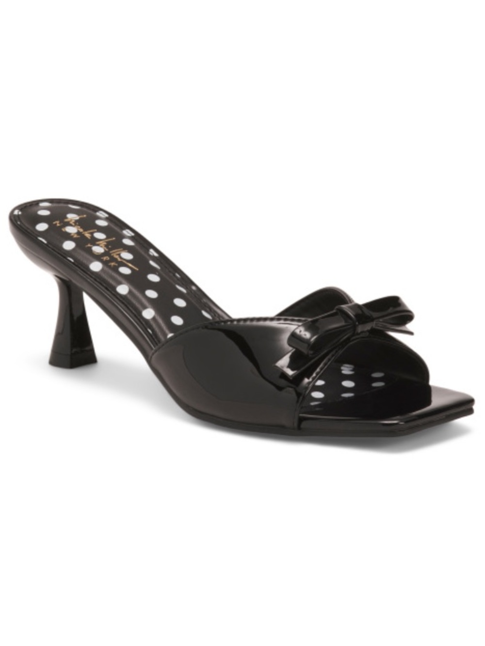 Nicole Miller Patent Bow Slide Sandal in Black